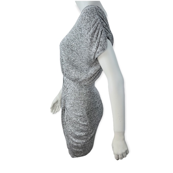 Poetry Gray Slouchy Ruched Draped Shoulders Dress Size L - Picture 9 of 16